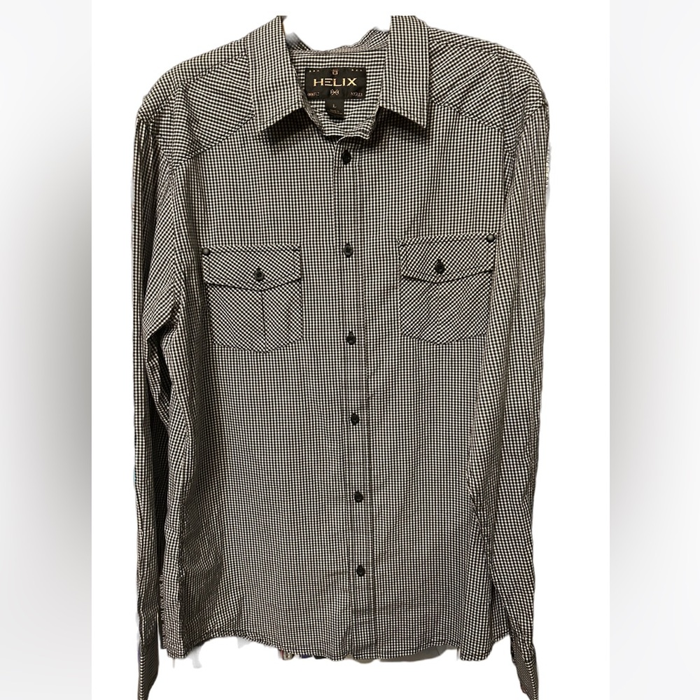 Men’s Helix Black and White Checkered Button Down Shirt